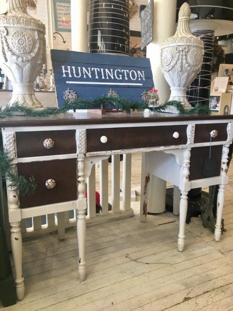 BROWN & WHITE CARVED DESK